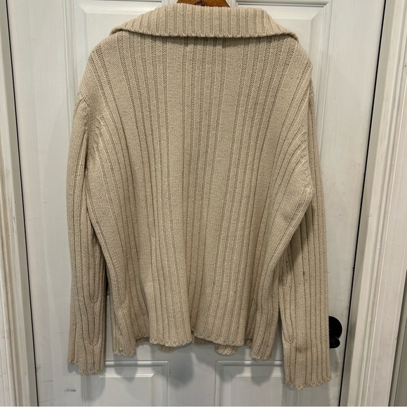 Cabelas Nordic Pullover Sweater Sz XL Tan Wool Blend Heavy Rib Knit Women’s - Picture 3 of 6